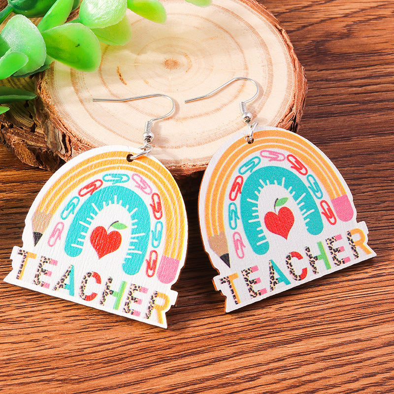 Wholesale Rainbow Series Teachers Day Metal Keychain